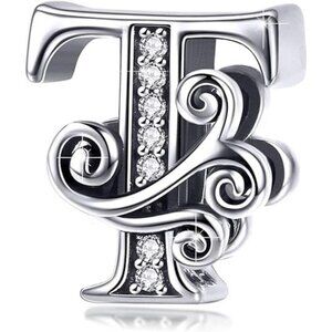 Letter T 925 Sterling Silver Initial Letter A-Z Charms